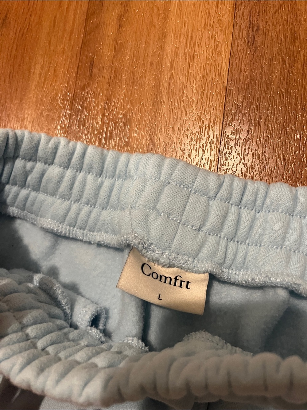 Women's Straight Leg SweatPants in Light Pastel Blue with Elastic Waist - Picture 2 of 4